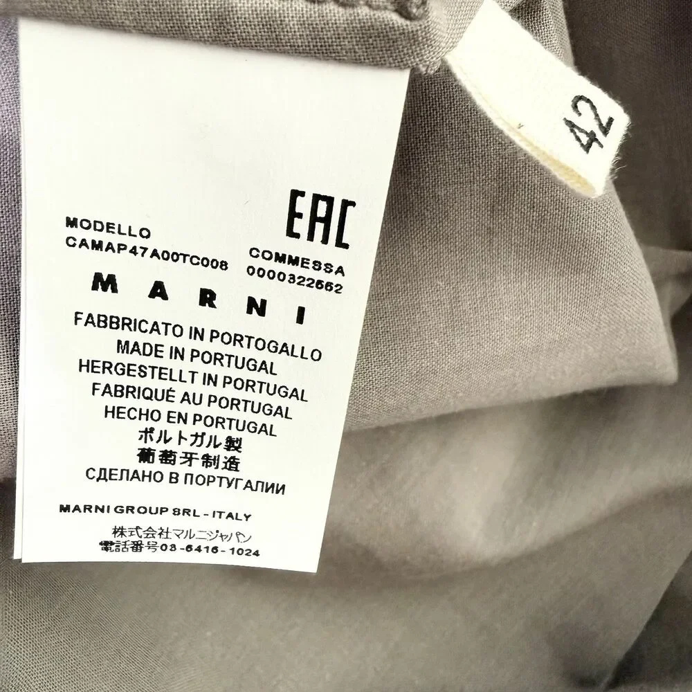 Marni Mock Neck Cotton Top Gray Peplum 3/4 Sleeve Minimalist Size 42 - Picture 7 of 10